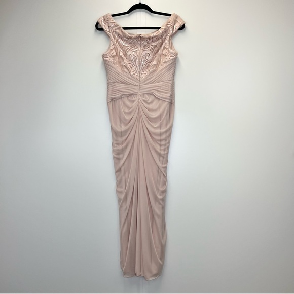 Adrianna Papel Off Shoulder Sequins Tulle Dress Size 8 Blush Pink Party Gown - Picture 10 of 16